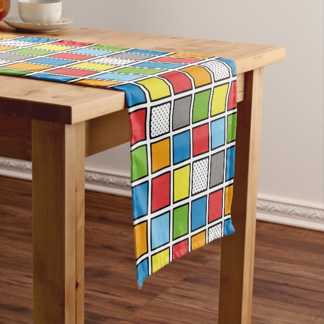 Comic Book Style Squares Short Table Runner (In Situ)