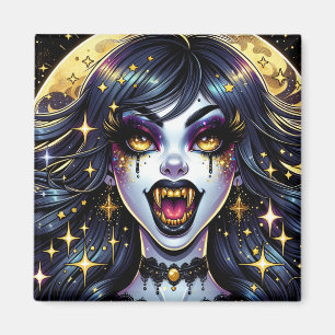 Comic Book Style Vampire Halloween Party  Magnet