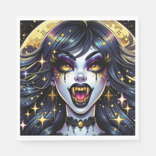 Comic Book Style Vampire Halloween Party Napkin