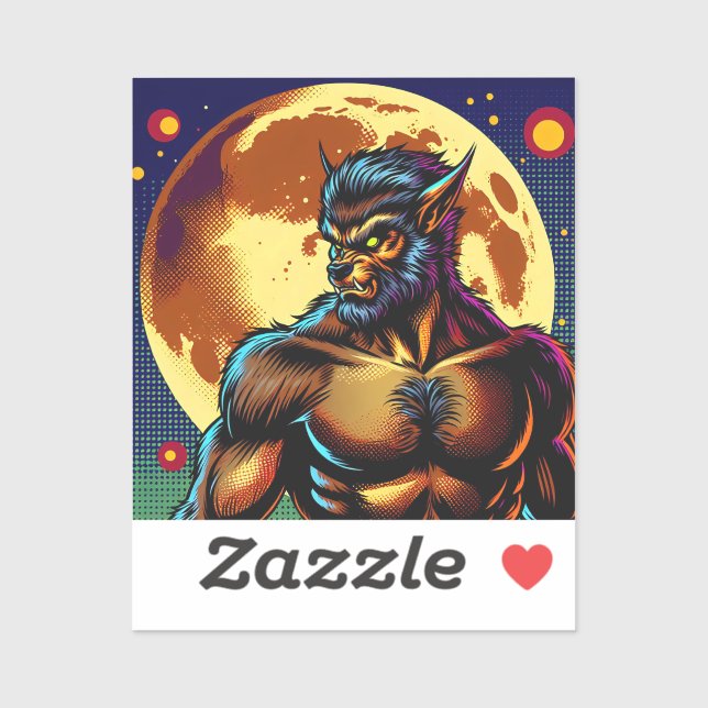 Comic Book Style Werewolf in Front of Full Moon (Sheet)