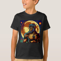 Comic Book Style Werewolf in Front of Full Moon
