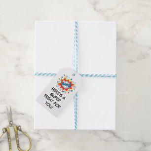 Comic book Super Hero gift favour tags