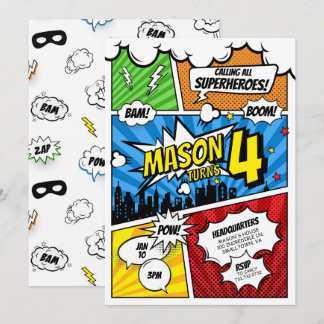 Comic Book Superhero Birthday Invitation