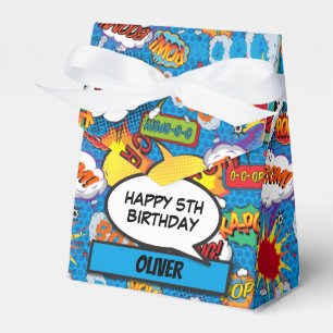 Comic Book Superhero Birthday Party Blue Favour Box