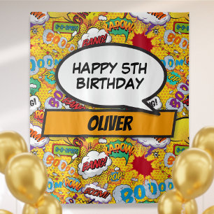 Comic Book Superhero Birthday Party Photo Backdrop Tapestry