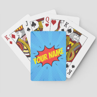 Comic Book Superhero Blue Red Yellow Playing Cards