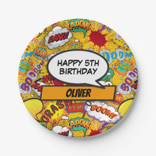 Comic Book Superhero Custom Birthday Party Paper Plate