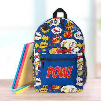 Comic Book Superhero Custom Initials or Text  Printed Backpack