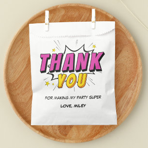 Comic Book Superhero Girl's Birthday Thank You Favour Bags