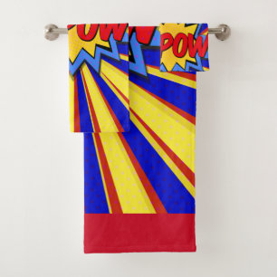 Comic Book Superhero Kapow! Bath Towel Set