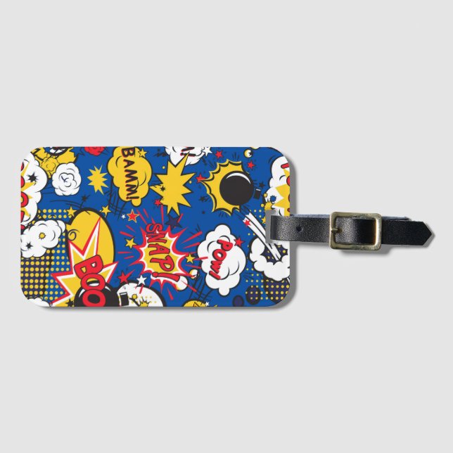 Comic book, superhero luggage tag (Front Horizontal)