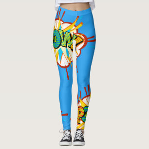 Comic Book Superhero Text POW Colourful Leggings