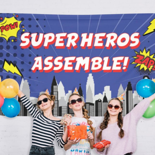 Comic Book Superhero Unique Boy's Birthday  Banner (Creator Uploaded)