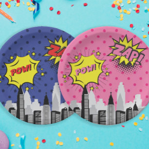 Comic Book Superhero Unique Boy's Paper Plate