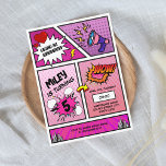 Comic Book Superhero Unique Girl's Birthday  Invitation<br><div class="desc">Get ready to unleash your inner superheroine with our Girls' Superhero Birthday Invitation, where strength meets style in the most adorable way! Inspired by the action-packed world of superheroes and infused with the charm of pink and purple tones, this invitation is a must-have for any little girl's birthday bash. Designed...</div>