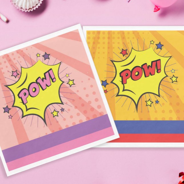 Comic Book Superhero Unique Girl's Birthday Napkin (Creator Uploaded)