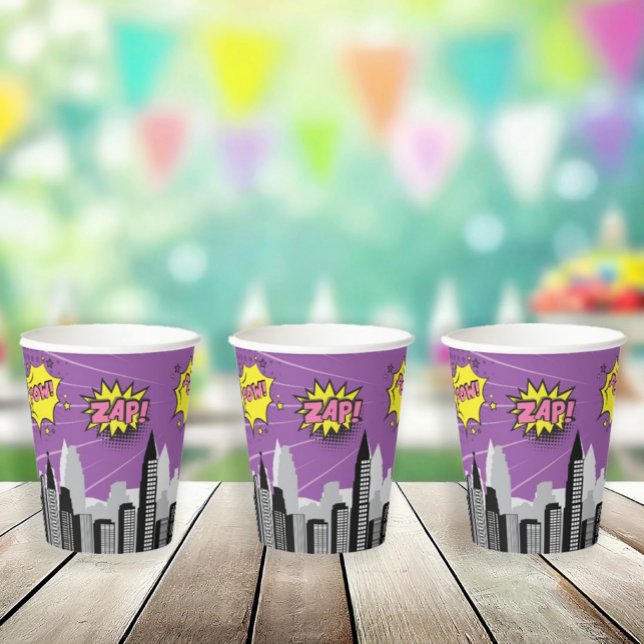 Comic Book Superhero Unique Girl's Birthday Paper Cups (Creator Uploaded)