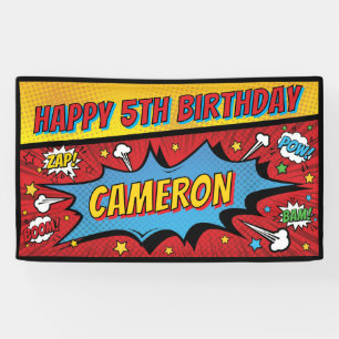 Comic Book Superhero Vintage Birthday Party Banner