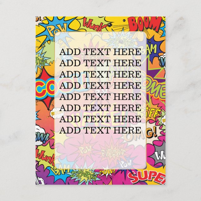 COMIC BOOK SUPERHERO WEDDING ENCLOSURE CARD (Front)