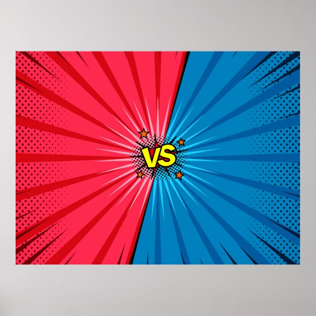 Comic book versus background, classic pop-art styl poster (Front)