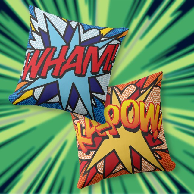 Comic Book WHAM KA-POW Modern Fun Cushion (Comic Book WHAM KA-POW Modern Fun Throw Pillow)