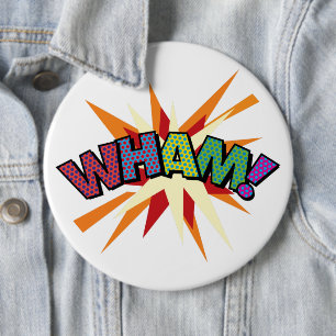 Comic Book WHAM Modern Fun Colourful 6 Cm Round Badge