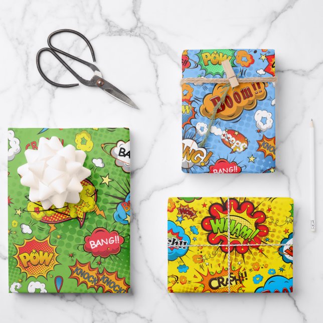 Comic Book Wrapping  Paper Set (Front)
