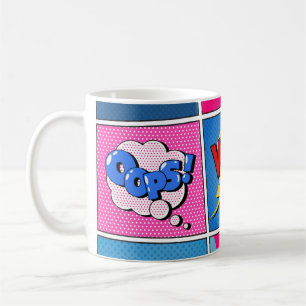 Comic Bubbles Set. Expressions Bom, Cool, Pow, Oop Coffee Mug