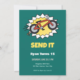 Comic Burst BMX Bike 15th Birthday Invitation