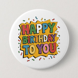 Comic Burst Happy Birthday 7.5 Cm Round Badge