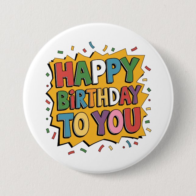 Comic Burst Happy Birthday 7.5 Cm Round Badge (Front)