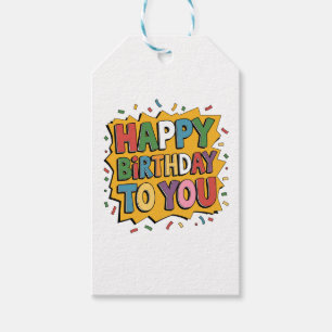 Comic Burst Happy Birthday Gift Tags