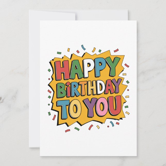 Comic Burst Happy Birthday Holiday Card (Front)