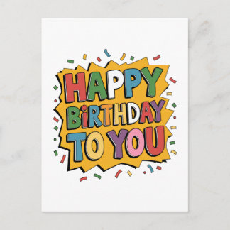 Comic Burst Happy Birthday Postcard