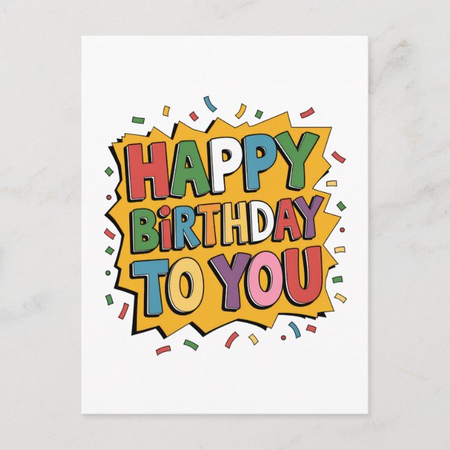 Comic Burst Happy Birthday Postcard (Front)