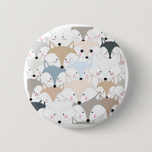 Comic cartoon cute fox or wolf pattern 6 cm round badge