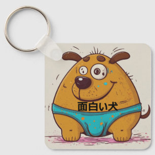 Comic cartoon dog Japanese artwork Funny Key Ring