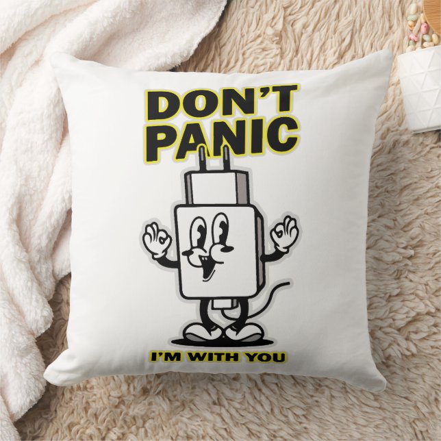 Comic Cartoon Mobile Charger: Don't Panic Design Cushion (Blanket)
