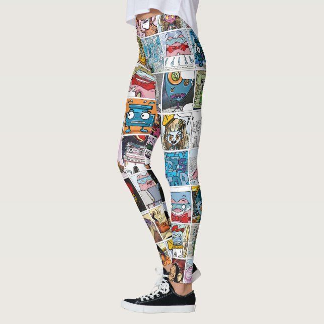 Comic Characters Cute Colourful Pattern Leggings (Left)