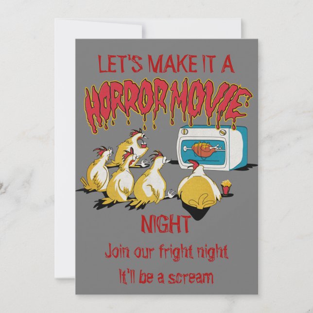 Comic chicken horror movie Halloween humor Invitation (Front)