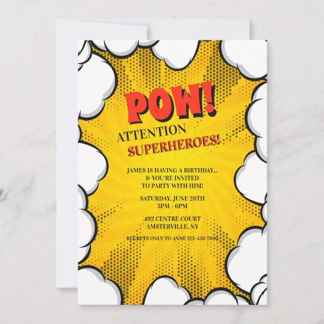 Comic Clouds Invitation (Front)