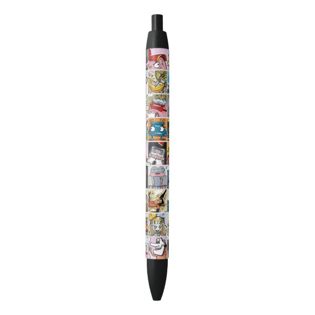Comic Cool Characters  Grid Colourful Pattern  Black Ink Pen (Front Vertical)