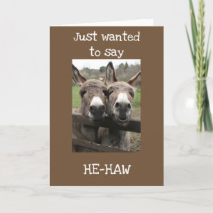 COMIC DONKEYS "OVER THE HILL" BIRTHDAY HUMOR CARD