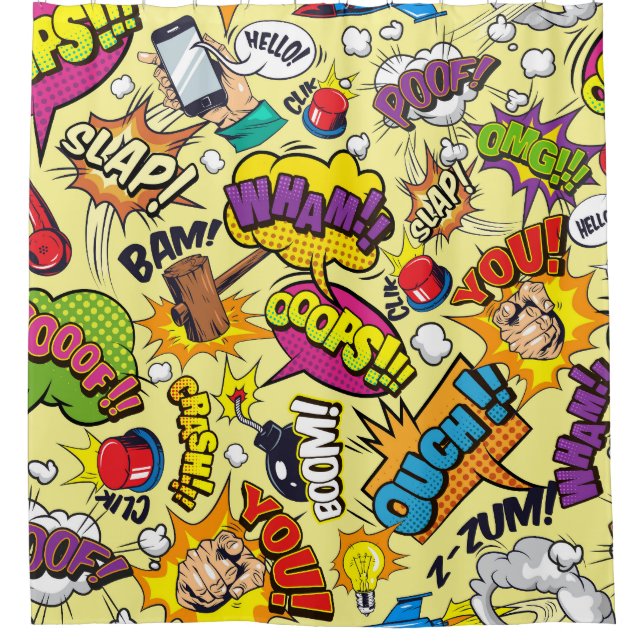 Comic Elements Colourful Pattern Shower Curtain (Front)