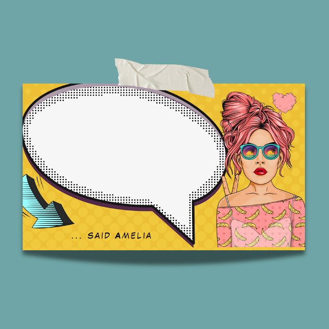 Comic Girl Pop Art Speech Bubble Fun Personalised Post-it Notes (Creator Uploaded)