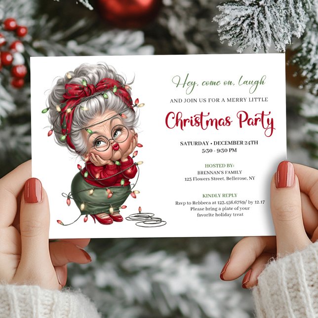 Comic Grandma Festive Christmas Celebration Invite (Comic Grandma Festive Christmas Celebration Invite)