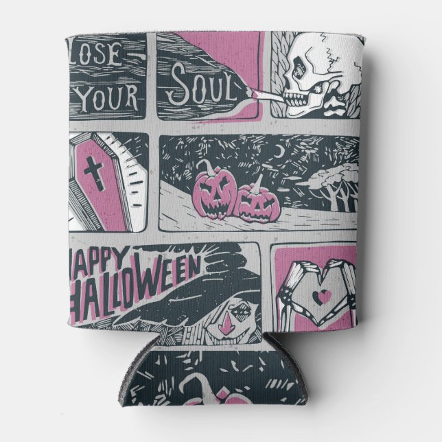 Comic Halloween: Fun Illustration Can Cooler (Front)