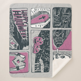 Comic Halloween: Fun Illustration Sherpa Blanket