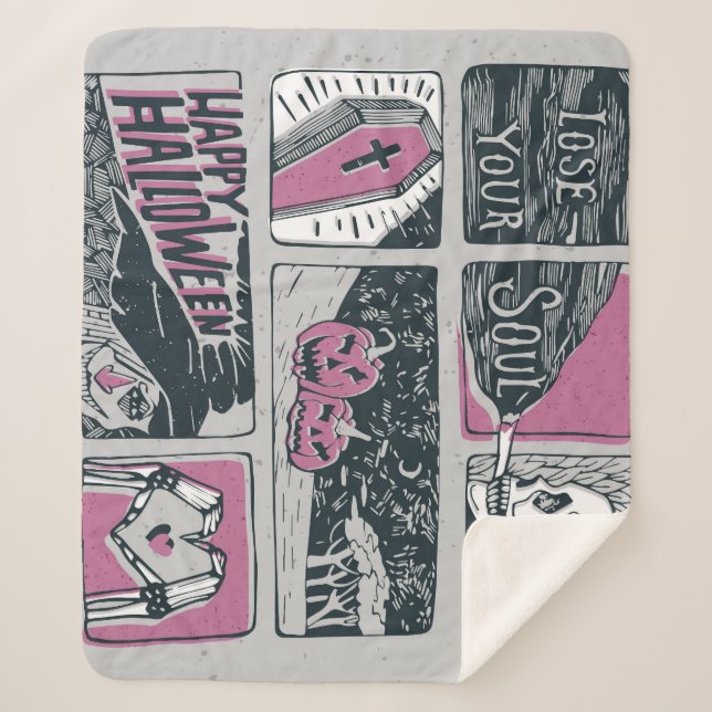 Comic Halloween: Fun Illustration Sherpa Blanket (Front)