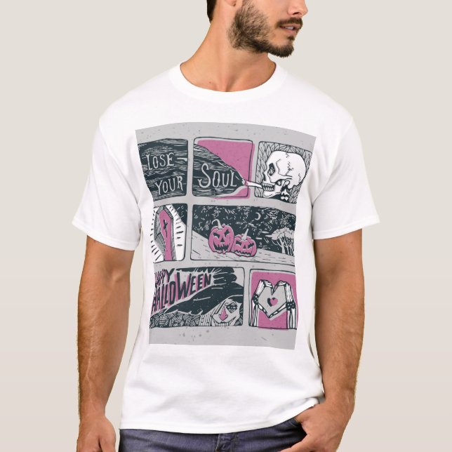 Comic Halloween: Fun Illustration T-Shirt (Front)